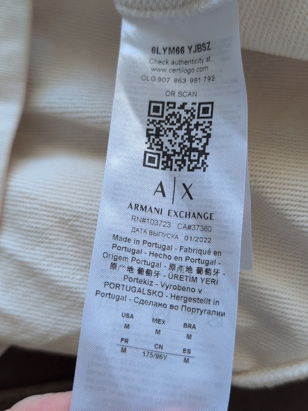 Armani Exchange Cream Logo Sweatshirt With Gold Graphic Medium - Picture 8 of 8